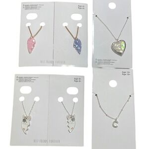 Kids BFF Necklace Bundle Heart Locket Bunny Rabbit Initial C‎ Wing 4-Pack New